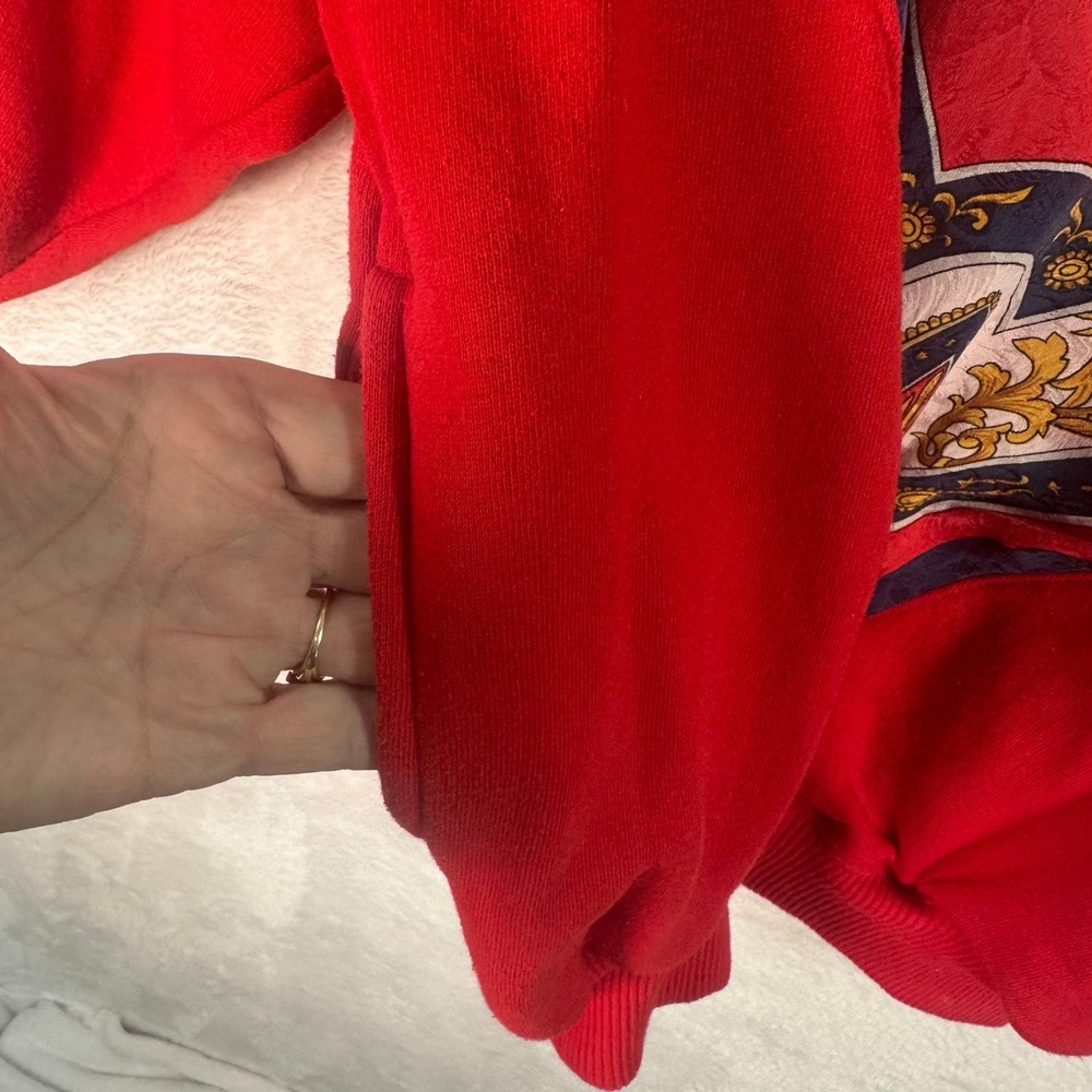 Bocoo Vintage Qtr Zip Sweatshirt Womens Red Silk Fleece Mock Neck Oversized - Picture 4 of 8